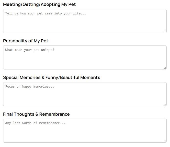 Create Your Tribute Form Part Two