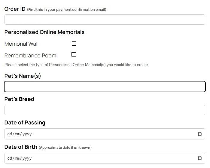 Create Your Tribute Form Part One