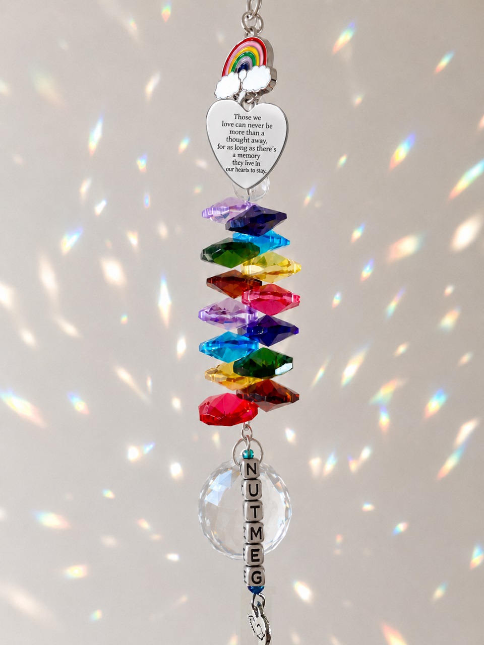 Personalised Pet Memorial Sun Catchers Rainbow Crystals Ball 2 time2letgo