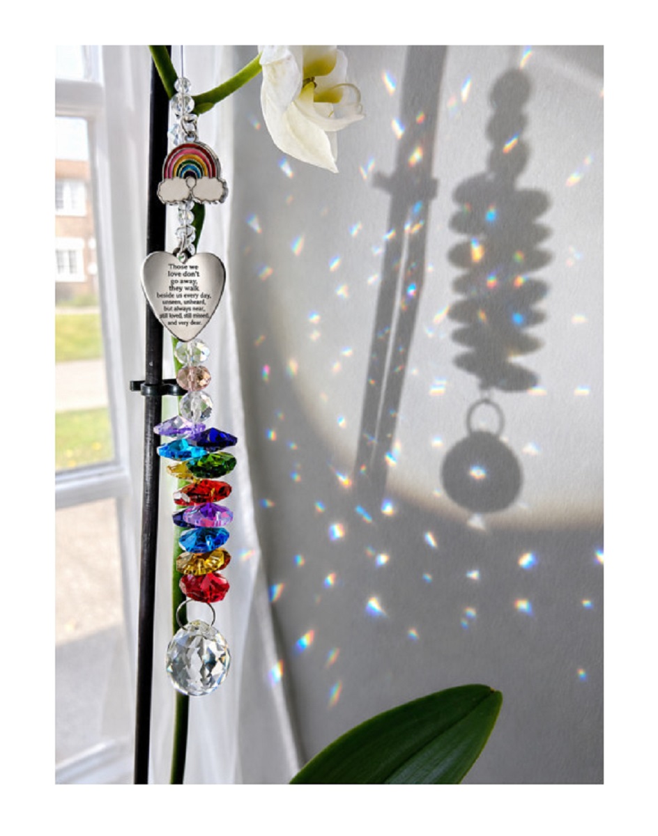 Personalised Pet Memorial Sun Catchers Rainbow Crystals Ball time2letgo