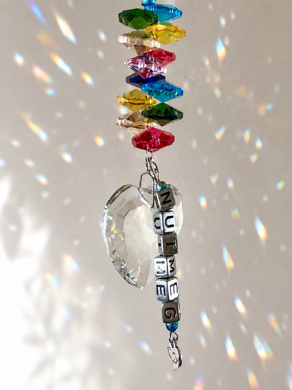 Personalised Pet Memorial Sun Catchers Rainbow Crystals Heart time2letgo