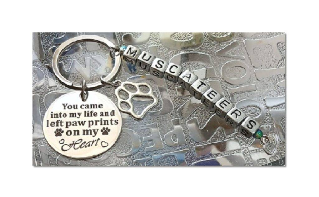 Pet Memorial Keyring Round Left Paw Prints On My Heart